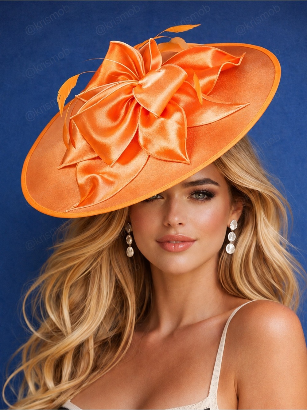 Vibrant Orange Hat Kentucky Derby Hat Headwear Formal Occasion Church Tea Party